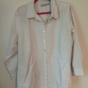 EUC JOAN RIVERS SEERSUCKER L/S BUTTON XLP WHITE